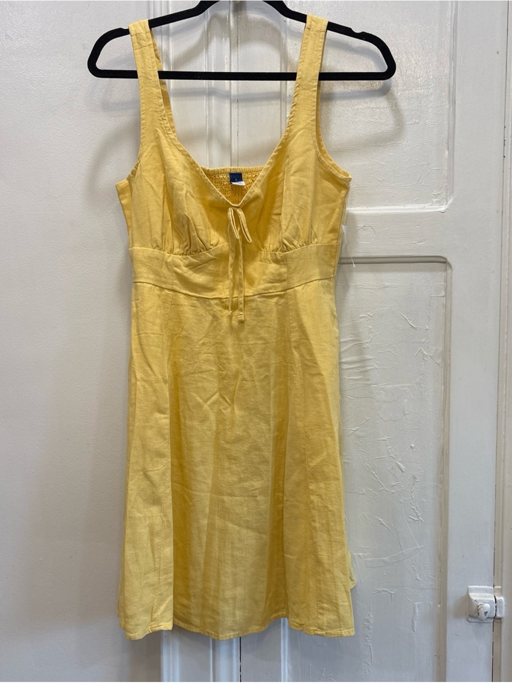 NWT Old Navy Yellow Linen Blend Fit & Flare  Sweetheart Neckline Women’s S
